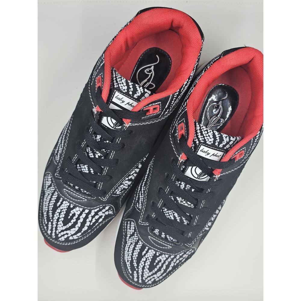 Baby Phat Y2K Black Red Elephant Print Sneakers Early 2000s Streetwear - Picture 2 of 10